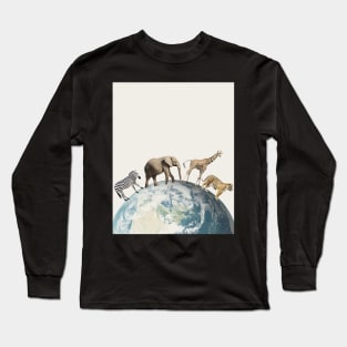 Animals walking on Earth planet Long Sleeve T-Shirt